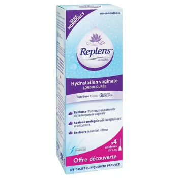 Replens hydratation vaginale longue dur&eacute;e - boite de 4 unidoses de 5,9g