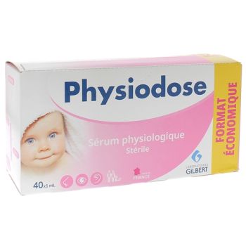 Physiodose s&eacute;rum physiologique st&eacute;rile Gilbert - boite de 40 unidoses de 5 ml