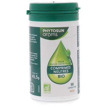 Comprim&eacute;s neutres bio pour huiles essentielles Phytosun ar&ocirc;ms - bo&icirc;te de 50 comprim&eacute;s