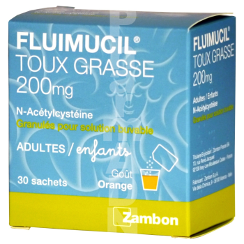 Fluimucil 200mg granul&eacute; pour solution buvable - bo&icirc;te de 30 sachets