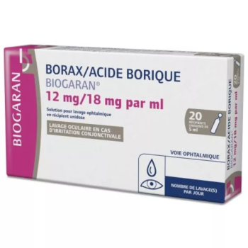 Borax acide borique Biogaran - 20 unidoses de 5 ml