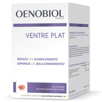 Ventre plat gonflements ballonnements Oenobiol - boite de 60 capsules
