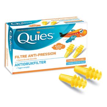 Protection auditive filtre anti-pression enfant Quies - bo&icirc;te de une paire r&eacute;utilisable