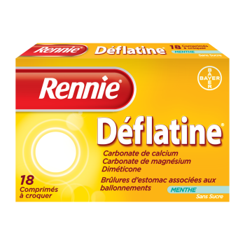 Rennie Deflatine sans sucre comprim&eacute; &agrave; croquer &eacute;dulcor&eacute; au sorbitol - bo&icirc;te de 18 comprim&eacute;s