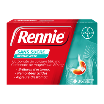 Rennie sans sucre comprim&eacute; &agrave; croquer - bo&icirc;te de 36 comprim&eacute;s