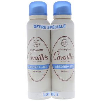 D&eacute;odorant absorb+ 48h Rog&eacute; Cavaill&egrave;s - lot de 2 sprays de 150 ml