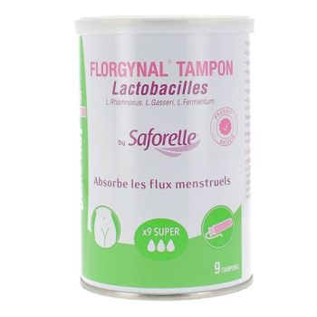 Florgynal tampon probiotique super avec applicateur Saforelle - boite de 9 tampons