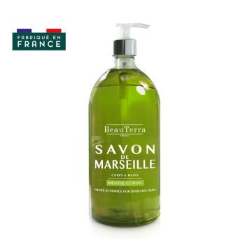 Savon de marseille menthe citron Beauterra - flacon-pompe de 300ml