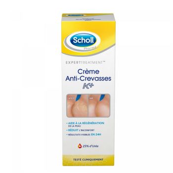 Cr&egrave;me anti-crevasses K+ 25% d'ur&eacute;e Scholl - tube de 60 ml
