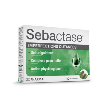 S&eacute;bactase imperfections cutan&eacute;es 3C Pharma - boite de 30 comprim&eacute;s