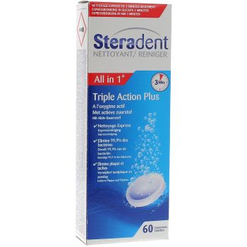 Steradent triple action plus comprim&eacute;s nettoyants St&eacute;radent - 60 comprim&eacute;s