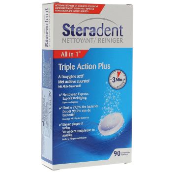 Steradent triple action plus comprim&eacute;s nettoyants - boite de 90 comprim&eacute;s