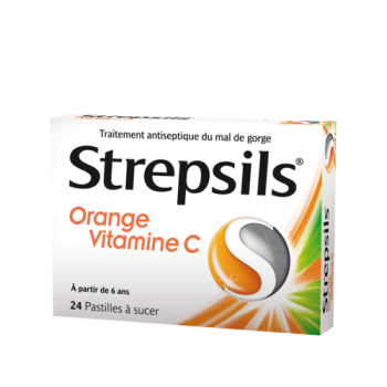 Strepsils orange Vitamine C pastilles &agrave; sucer - boite de 24 pastilles