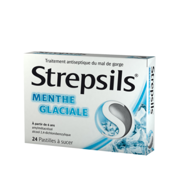 Strepsils menthe glaciale pastille &agrave; sucer - boite de 24 pastilles