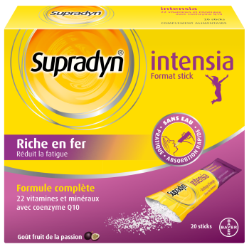 Supradyn Intensia Vitamines, Min&eacute;raux et Fer 20 sticks R&eacute;duit la fatigue