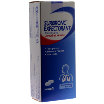 Surbronc expectorant Ambroxol 30mg comprim&eacute; s&eacute;cable - bo&icirc;te de 30 comprim&eacute;s s&eacute;cables