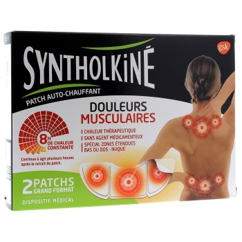 Patch chauffant Syntholkin&eacute; pour douleurs musculaires au dos - 2 patchs