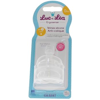 T&eacute;tines silicone anti-colique 0 mois+ Luc et L&eacute;a - 2 t&eacute;tines