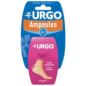Pansements ampoules talon moyen format Urgo - 5 pansements hydrocollo&iuml;des