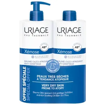 X&eacute;mose baume ol&eacute;o-apaisant Uriage - lot de 2 flacons de 500ml