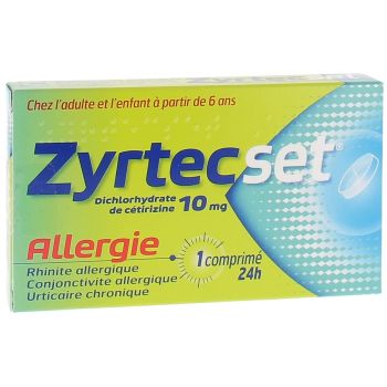 ZyrtecSet 10mg - 7 comprim&eacute;s pellicul&eacute;s s&eacute;cables