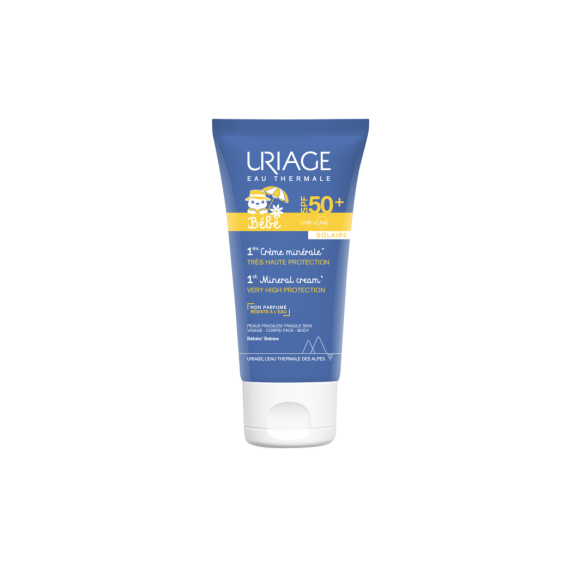 1&egrave;re cr&egrave;me min&eacute;rale SPF 50+ b&eacute;b&eacute; Uriage - tube de 50 ml