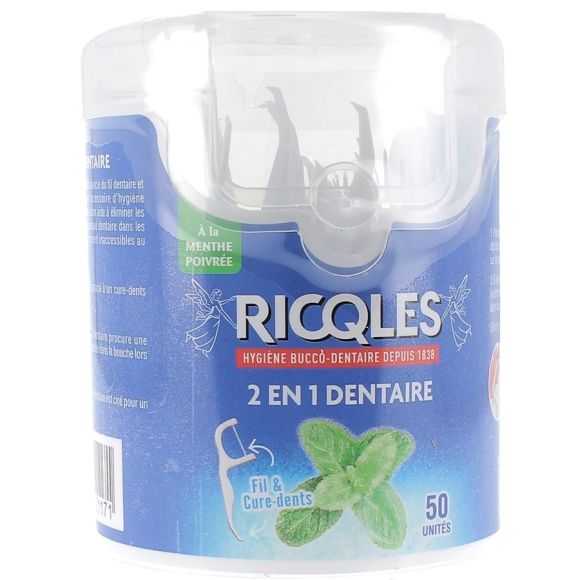 2 en 1 dentaire fil & cure-dents Ricqles - 50 unit&eacute;s
