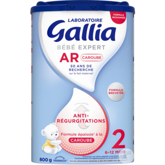 B&eacute;b&eacute; Expert AR Caroube Lait en poudre 2&egrave;me &acirc;ge Gallia - pot de 800g