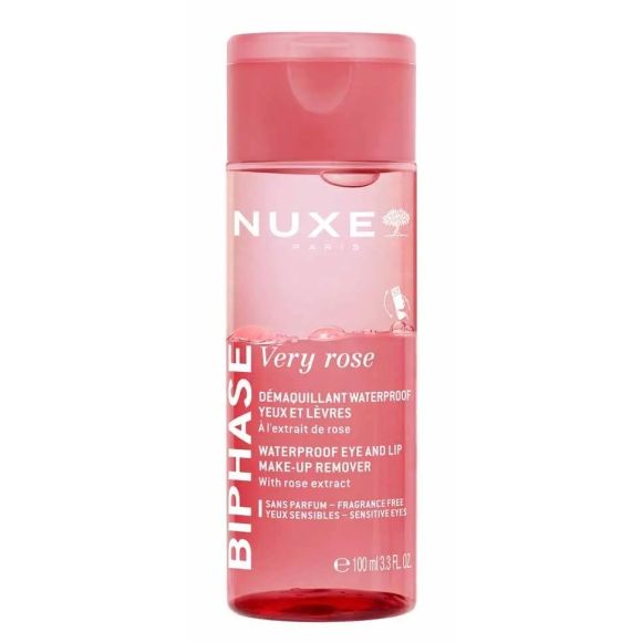 Very rose d&eacute;maquillant biphase waterproof Nuxe - flacon de 100ml