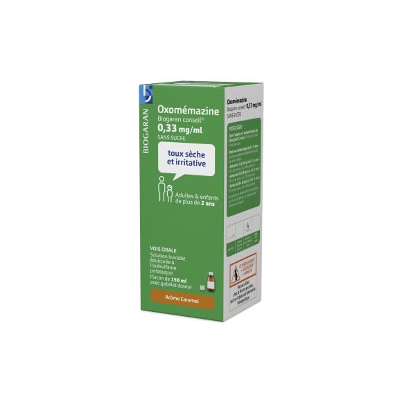Oxom&eacute;mazine 0,33mg/ml sans sucre Biogaran - flacon de 150ml