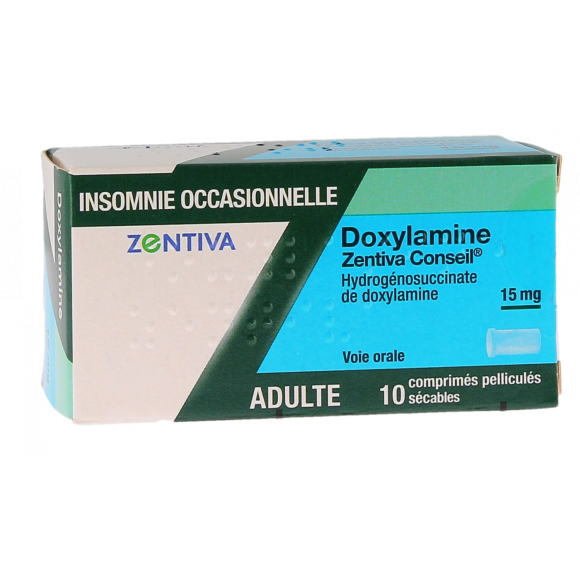 Doxylamine Zentiva 15 mg - bo&icirc;te de 10 comprim&eacute;s pellicul&eacute;s s&eacute;cables