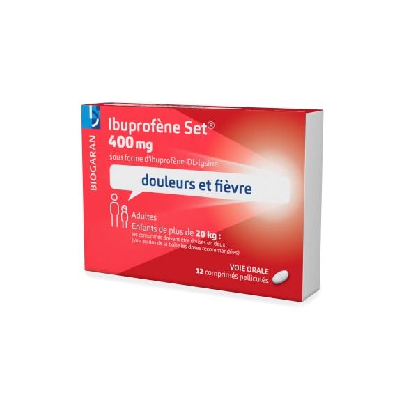 Ibuprof&egrave;ne Set 400 mg Biogaran Conseil - bo&icirc;te de 12 comprim&eacute;s pellicul&eacute;s