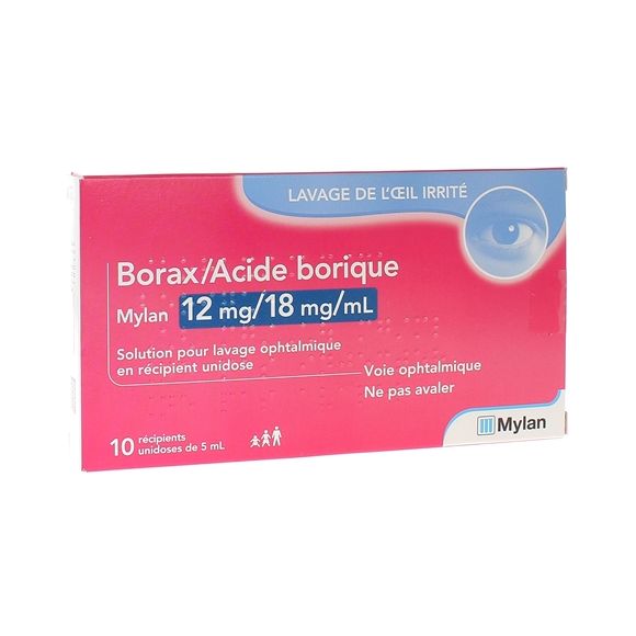 Borax/Acide borique Viatris solution pour lavage ophtalmique - bo&icirc;te de 10 unidoses de 5ml