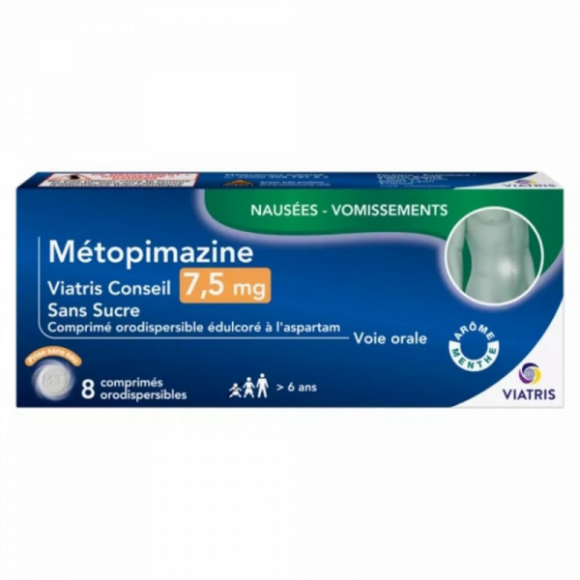 M&eacute;topimazine 7,5mg Viatris - bo&icirc;te de 8 comprim&eacute;s orodispersibles
