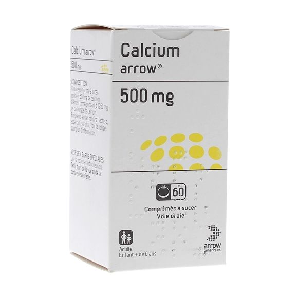Calcium 500 mg Arrow - bo&icirc;te de 60 comprim&eacute;s &agrave; sucer