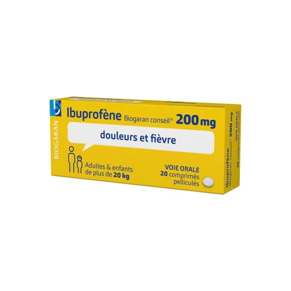 Ibuprof&egrave;ne Biogaran Conseil 200mg - 20 comprim&eacute;s pellicul&eacute;s