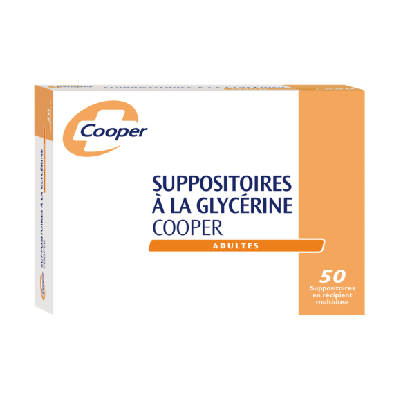 Suppositoires &agrave; la glyc&eacute;rine adulte Cooper - boite de 50 suppositoires