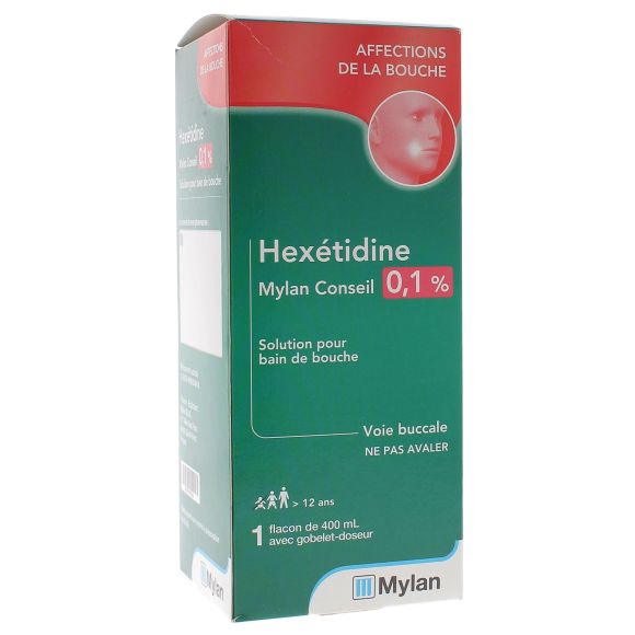 Hex&eacute;tidine bain de bouche Mylan Conseil - flacon de 400ml