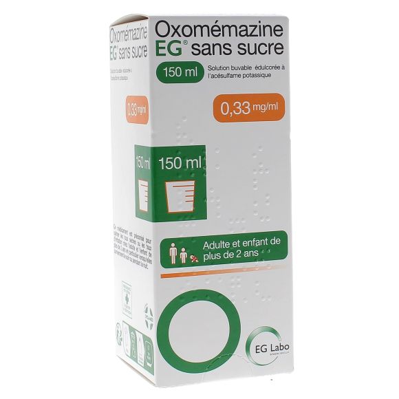 Oxom&eacute;mazine EG sans sucre sirop antitussif EG Labo - flacon de 150ml