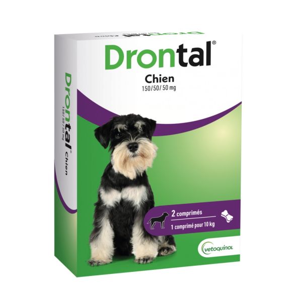 Drontal chien vermifuge Vetoquinol - boite de 2 comprim&eacute;s s&eacute;cables
