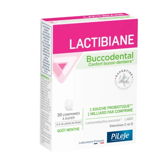 Lactibiane buccodental go&ucirc;t menthe Pileje - boite de 30 comprim&eacute;s