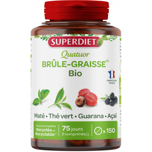 Quatuor Br&ucirc;le-graisse bio Super Diet - pot de 150 comprim&eacute;s