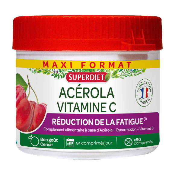 Maxi pot Ac&eacute;rola vitamine C Super Diet - 90 comprim&eacute;s s&eacute;cables &agrave; croquer