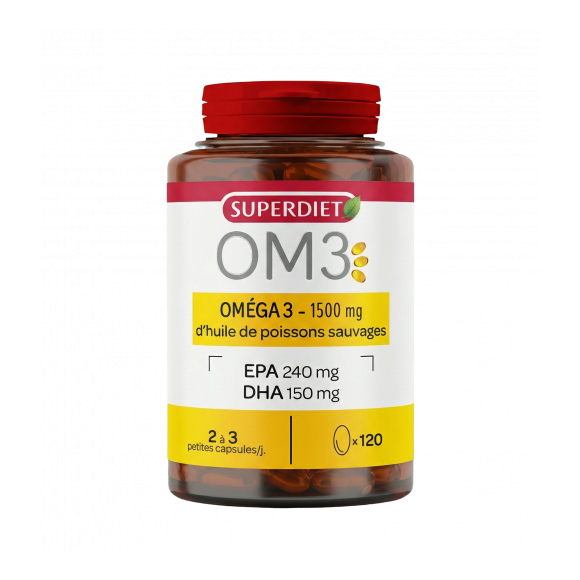 OM3 Om&eacute;ga 3 1500mg huile de poisson Super Diet - pot de 120 capsules