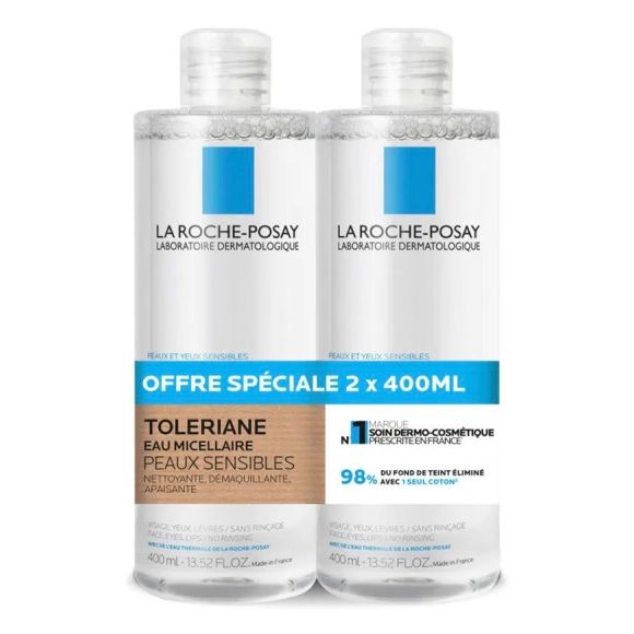 Tol&eacute;riane Eau micellaire peaux sensibles La Roche-Posay - offre sp&eacute;ciale lot de 2 tubes de 400ml