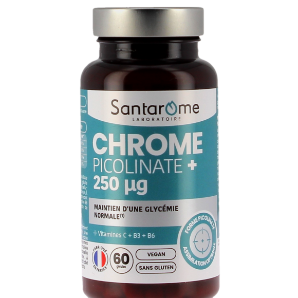 Chrome Picolinate+ 250&micro;g Santarome - pot de 60 g&eacute;lules