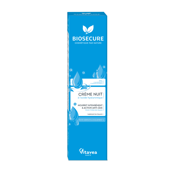 Cr&egrave;me de nuit &agrave; l'acide hyaluronique Bio Secure - tube de 50ml
