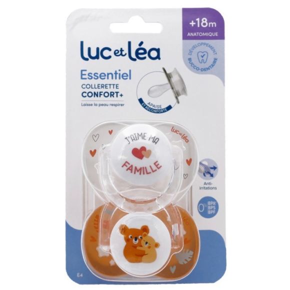 Essentiel sucette +18 mois Luc et L&eacute;a - lot de 2 sucettes 