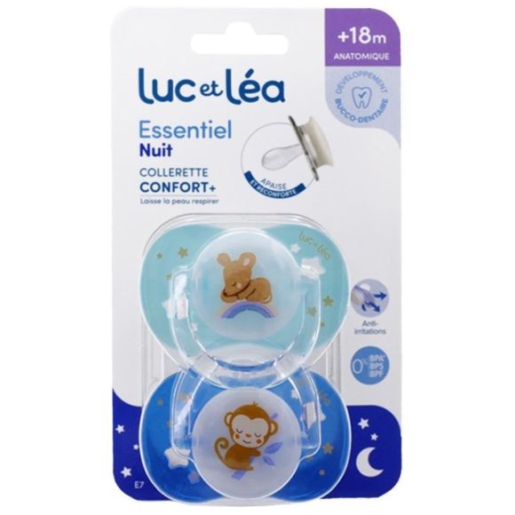 Essentiel sucette nuit +18 mois Luc et L&eacute;a - lot de 2 sucettes