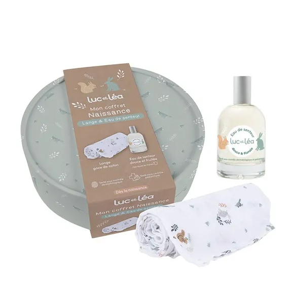Mon coffret naissance lange et eau de senteur Luc et L&eacute;a - coffret de 2 produits